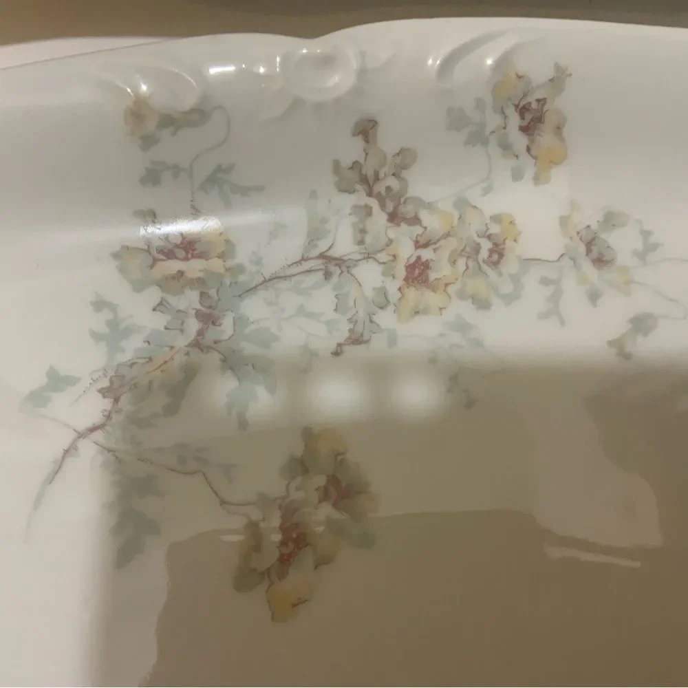 2 Vintage  Limoges J. Pouyat  France Hand Painted Oval Floral Gold Gilt Antique